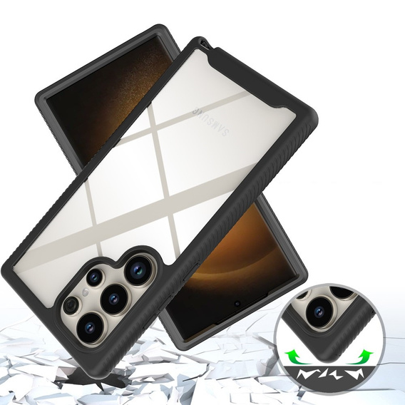 Θήκη για Samsung Galaxy S24 Ultra, Shockproof, με μεμβράνη, μαύρη