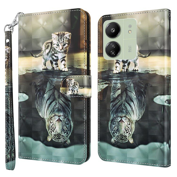 Θήκη με πτερύγιο για Xiaomi Redmi 13C / Poco C65, Wallet, Cat & Tiger