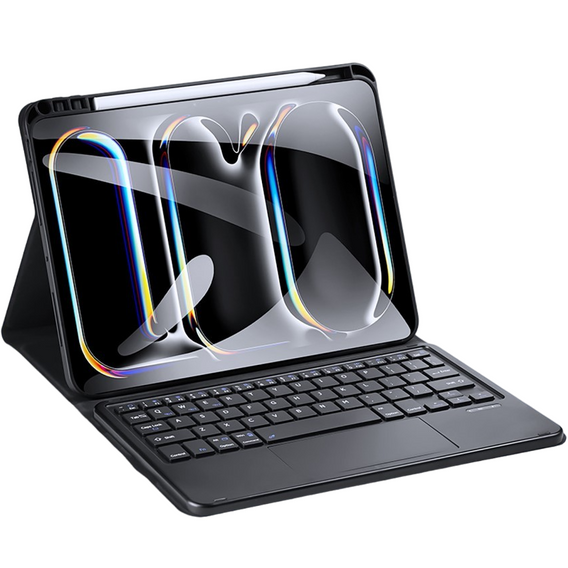 Θήκη + πληκτρολόγιο Apple iPad Pro 13" 7 gen. 2024, Dux Ducis TouchPad Leather Pen Slot, μαύρη