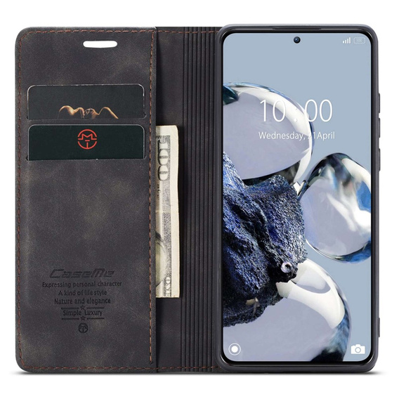 θήκη CASEME για Xiaomi 12T / 12T Pro, Leather Wallet Case, μαύρη