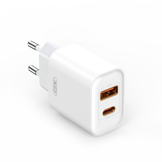 XO CE12 Φορτιστής δικτύου, USB-C, 20W + καλώδιο USB-C - Lightning, Λευκό
