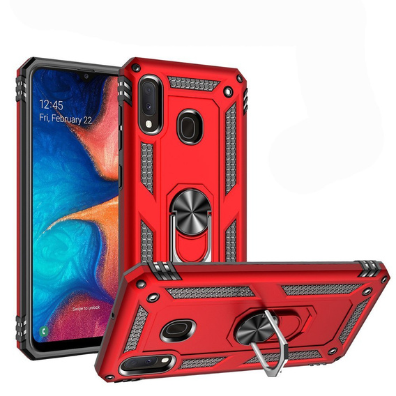 θωρακισμένη θήκη για Samsung Galaxy A20E, Nox Case Ring, κόκκινη