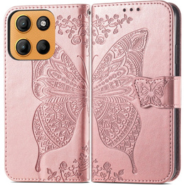 Θήκη με πτερύγιο για Motorola Moto G15 / Motorola Moto G15 Power, Butterfly, ροζ rose gold