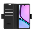 Θήκη για Realme C67 4G, ERBORD Glossy Litchi, πορτοφόλι με πτερύγιο, μαύρη