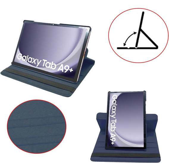 Θήκη για Samsung Galaxy Tab A9+ TB330FU 10.95", Περιστρεφόμενη 360, σκούρο μπλε