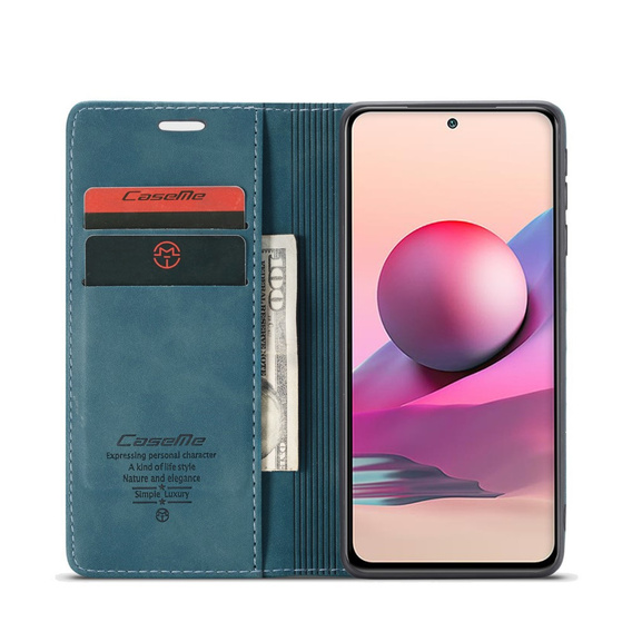 θήκη CASEME για Xiaomi Redmi Note 10 / 10S, Leather Wallet Case, πράσινη