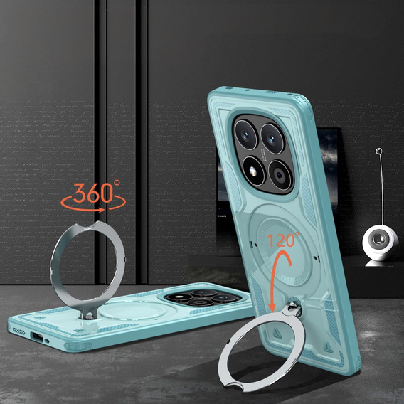 Θήκη για Xiaomi Redmi Note 14 Pro 5G /  Poco X7 5G, Στρατιωτικό MagSafe, μπλε + γυαλί 9H