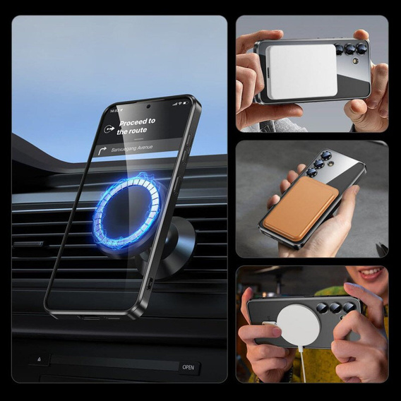 Θήκη για Samsung Galaxy S24+ Plus, Electro MagSafe, μαύρη + Γυαλί για την οθόνη