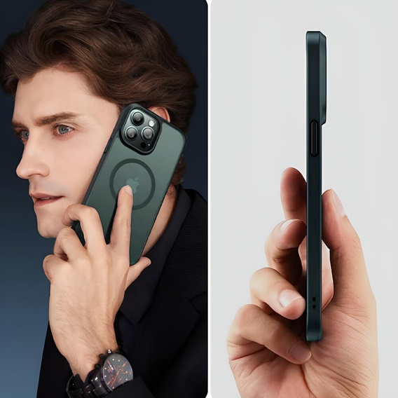 Θήκη για iPhone 11 Pro, για MagSafe, ERBORD Μatt Case, πράσινη + Γυαλί οθόνης