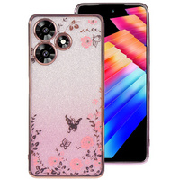 Θήκη για Infinix Hot 30, Glitter Flower, ροζ rose gold