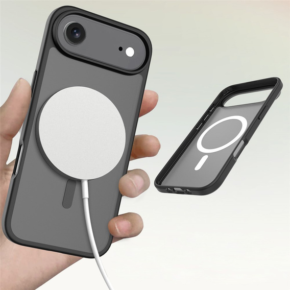 Ματ θήκη για iPhone Air, για MagSafe, ημιδιαφανές μαύρο