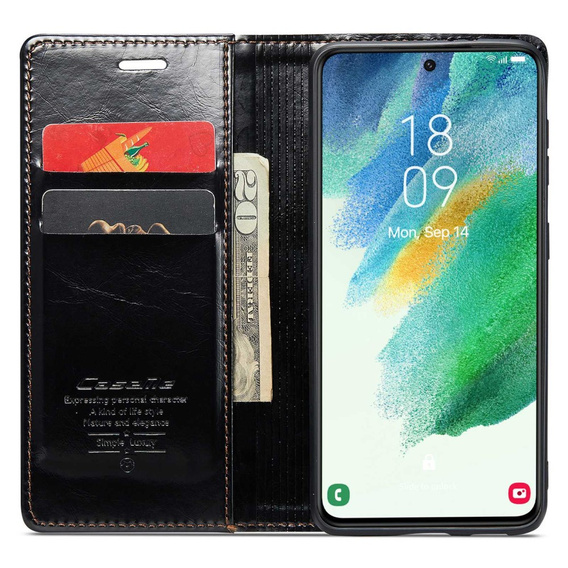 θήκη CASEME για Samsung Galaxy S21 FE, Waxy Textured, μαύρη