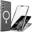 Μαγνητική θήκη MagSafe Dual Glass για Samsung Galaxy S23+ Plus, ασημένια