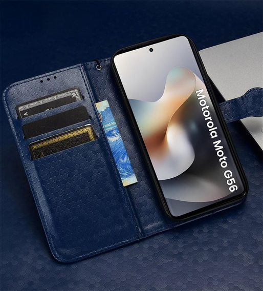 θήκη πτερύγιο για Motorola Moto G56 5G, Wallet Rhombus, μπλε