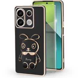 Θήκη για Xiaomi Redmi Note 13 Pro 5G, Rabbit, μαύρη + μετριασμένο γυαλί 9H