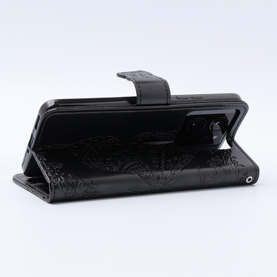 Θήκη με πτερύγιο για Xiaomi 13T / 13T Pro, Butterfly, μαύρη