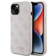 GUESS Θήκη για iPhone 15, 4G Metal Gold Logo, ροζ