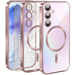 Θήκη για Samsung Galaxy A55 5G, Electro MagSafe, ροζ + Γυαλί για την οθόνη