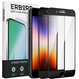 2x Μετριασμένο γυαλί για iPhone 7/8/SE 2020/SE 2022, ERBORD 3D πλήρης οθόνη