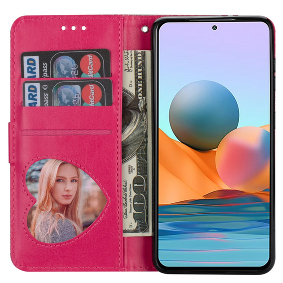 Θήκη με πτερύγιο για Samsung Galaxy A56 5G, Wallet Zipper Pocket Glittery, ροζ