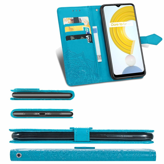 Θήκη με πτερύγιο για Realme C21, Mandala, μπλε