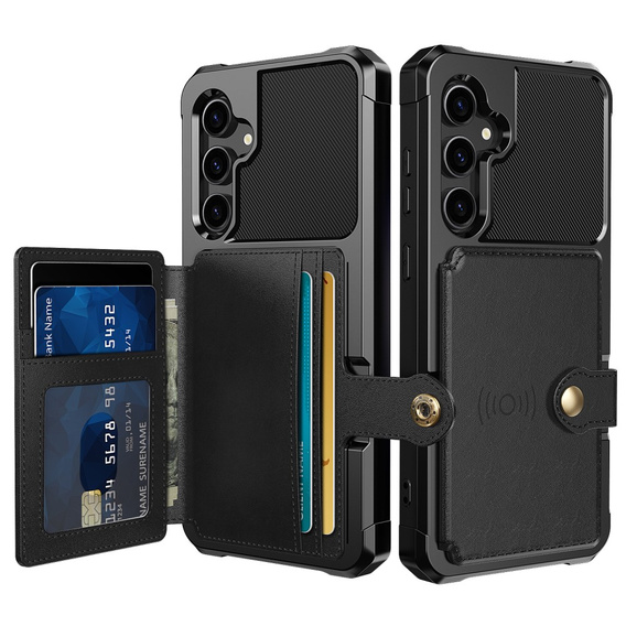 Θήκη για Samsung Galaxy S23 FE, Card Holder Kickstand, μαύρη