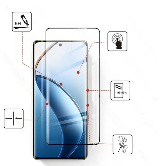 Μετριασμένο γυαλί 3D για Realme 12 Pro 5G / 12 Pro+ 5G, μαύρη