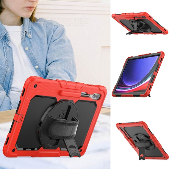 Θήκη για Samsung Galaxy Tab S9 Ultra, θωρακισμένη προστατευτική, κόκκινο / μαύρο