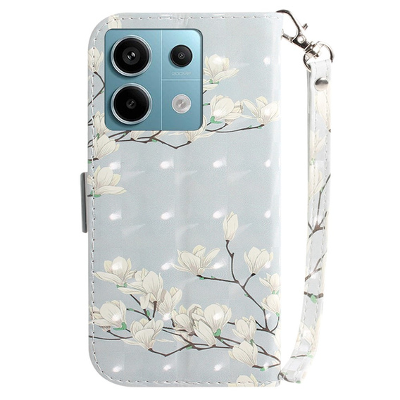 Θήκη με πτερύγιο για Xiaomi Redmi Note 13 Pro 5G, Wallet, Magnolia Flowers γκρι