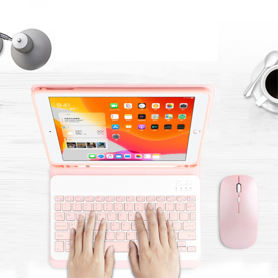 Θήκη + πληκτρολόγιο iPad 10.2 7/8/9 gen 2019/2020/2021, Keyboard Cover Pen Slot, ροζ rose gold
