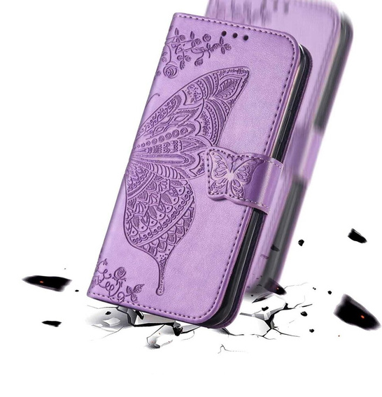 Θήκη με πτερύγιο για Motorola Edge 50 Pro, Butterfly, μωβ