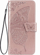 Θήκη με πτερύγιο για Infinix Hot 50 4G, Butterfly, ροζ rose gold