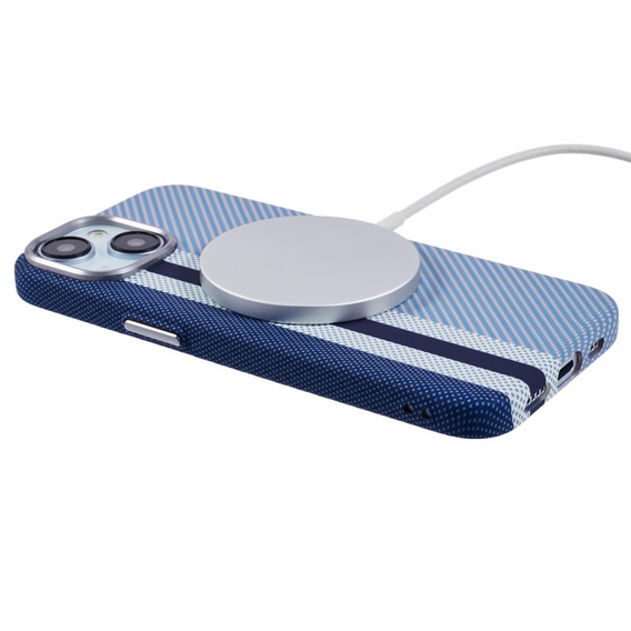 Θήκη για iPhone 15, ανθρακονήματα MagSafe, μπλε