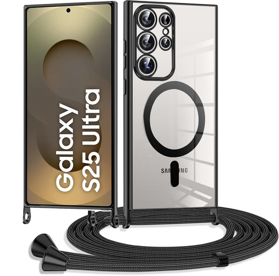Θήκη για Samsung Galaxy S25 Ultra, Electro MagSafe, μαύρη + κορδόνι