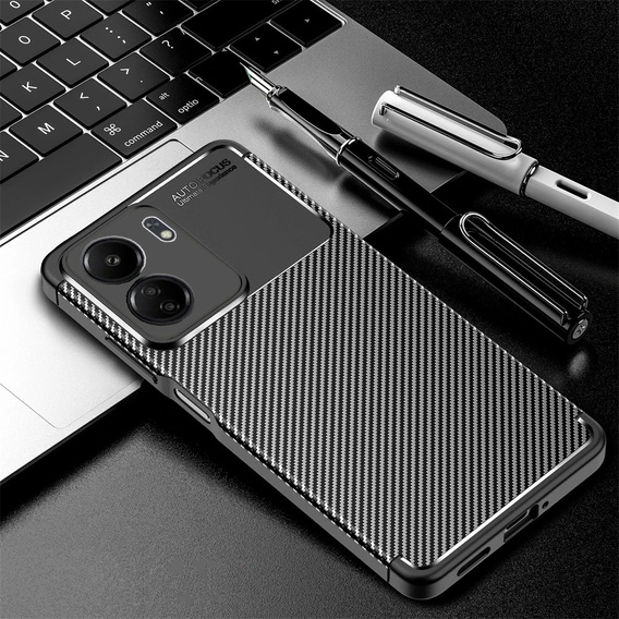Θήκη για Xiaomi Redmi 13C / Poco C65, Carbon Gel, μαύρη