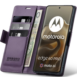 ERBORD Γυαλιστερό πορτοφόλι Litchi με πτερύγιο για Motorola Edge 60 Pro
