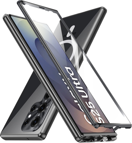 Μαγνητική θήκη MagSafe Dual Glass για Samsung Galaxy S25 Ultra, μαύρη