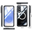 Θήκη για Samsung Galaxy S25 Edge, Shockproof, με γυαλί, για MagSafe, μαύρη