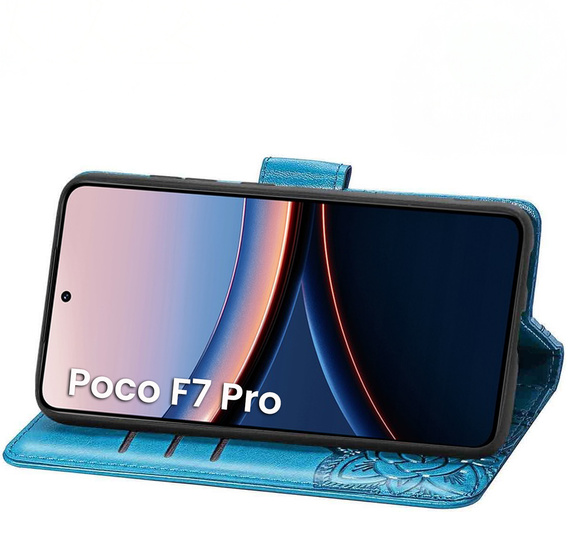 Θήκη με πτερύγιο για Xiaomi Poco F7 Pro, Butterfly, μπλε