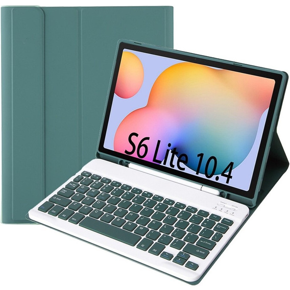 Θήκη + πληκτρολόγιο Samsung Galaxy Tab S6 Lite P610/P615 / S6 Lite 2022 10.4, Pen Slot, πράσινη