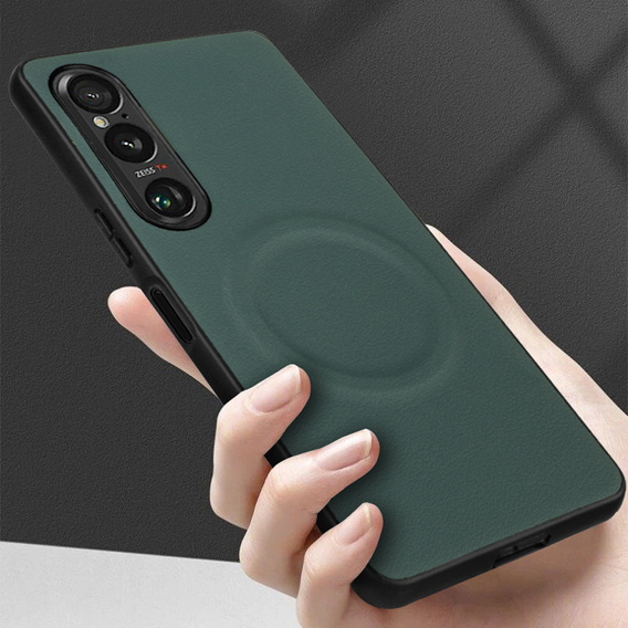 Θήκη για Sony Xperia 1 VI, Leather Hybrid MagSafe, πράσινη