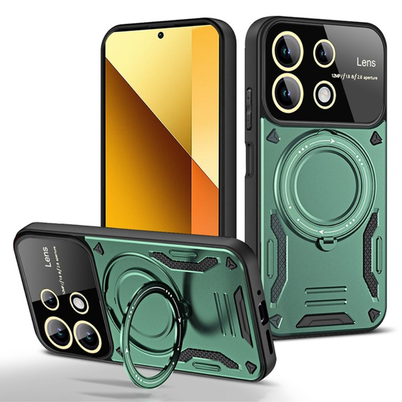 Θωρακισμένη θήκη για Xiaomi Redmi Note 13 Pro 4G / Xiaomi Redmi Note 14S / Xiaomi Poco M6 Pro 4G, CamShield MagSafe, πράσινη