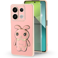 Θήκη για Xiaomi Redmi Note 13 Pro 5G, Rabbit, ροζ + μετριασμένο γυαλί 9H