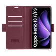 Θήκη για Oppo Reno 13F / Oppo Reno 13FS, ERBORD Glossy Litchi, πορτοφόλι με πτερύγιο, κόκκινη