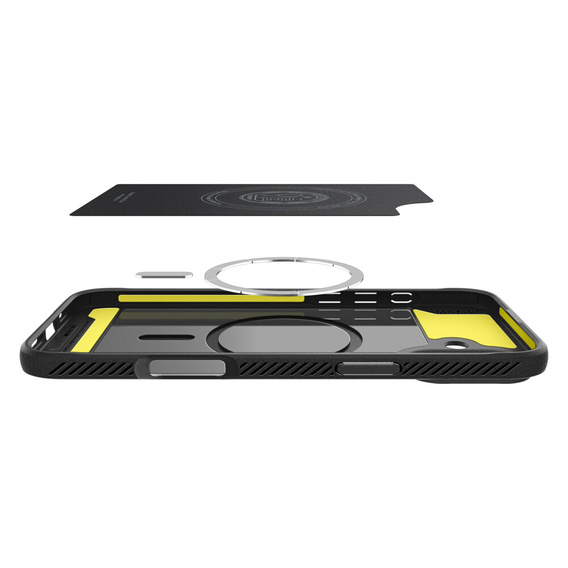 θήκη Spigen για iPhone 16 Plus, Rugged Armor MagSafe, μαύρη + μετριασμένο γυαλί 9H
