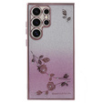 Θήκη για Samsung Galaxy S24 Ultra, Glitter Flower, ροζ rose gold