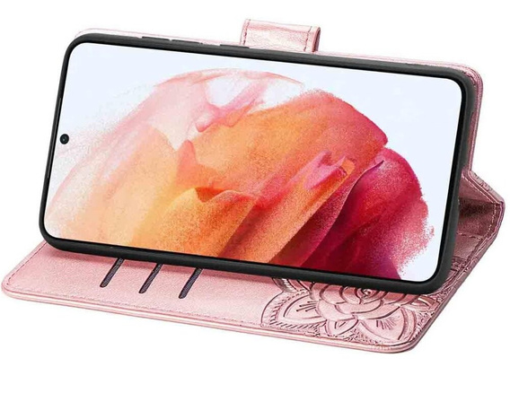 Θήκη με πτερύγιο για Motorola Moto E14, Butterfly, ροζ rose gold