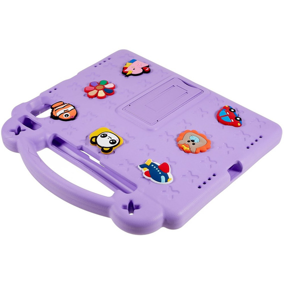 Παιδική θήκη για Apple iPad Air 11" 6 gen. 2024, Cute Patterns, με βάση, μωβ