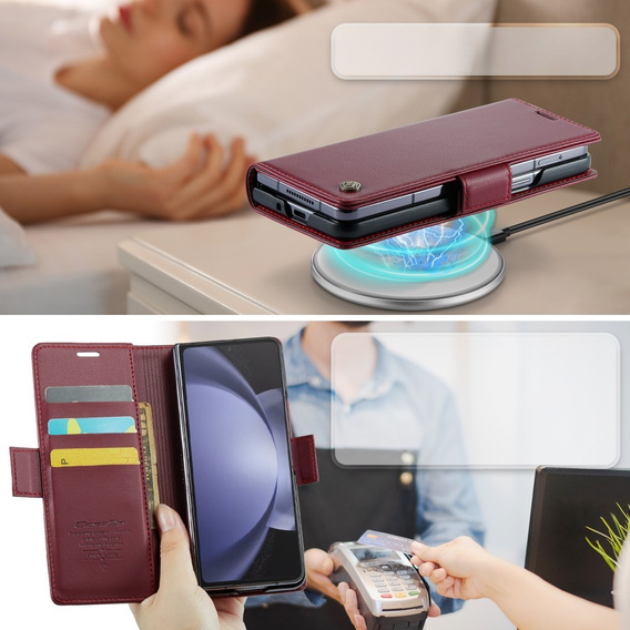 CASEME flip case για Samsung Galaxy Z Fold6 5G, Litchi Wallet, κόκκινη