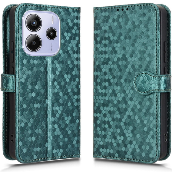 θήκη πτερύγιο για Xiaomi Redmi Note 14 4G, Wallet Rhombus, πράσινη